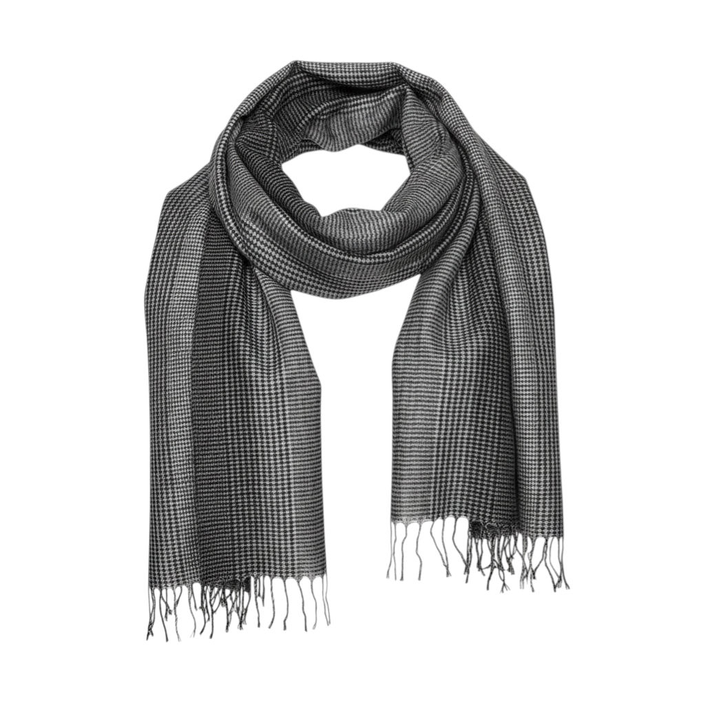 Black & White Fine Check Wool Stole